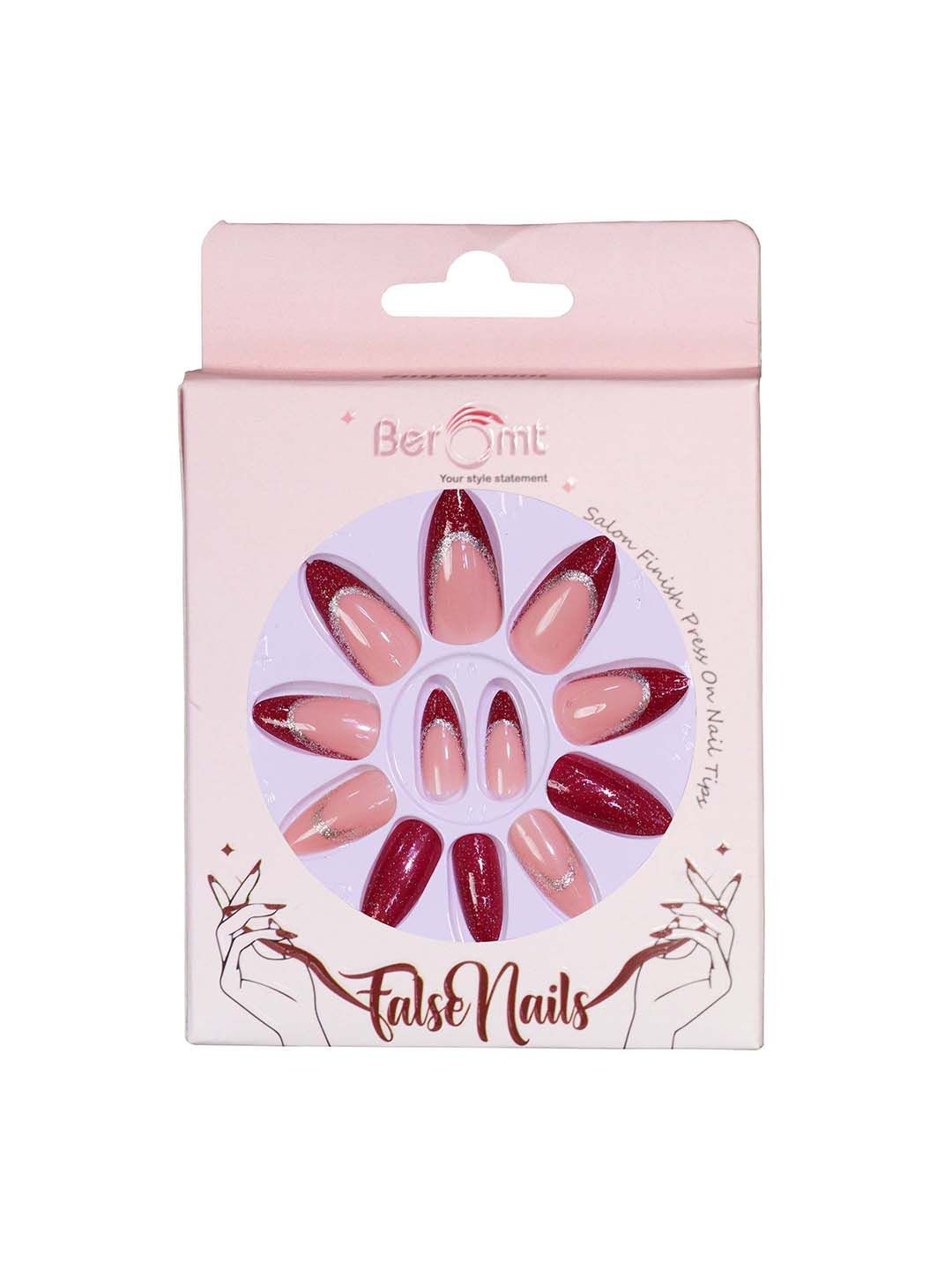 

BEROMT Set Of 12 Salon Finish Press On Nail Tip With Application Kit - BFN305FN, Beige