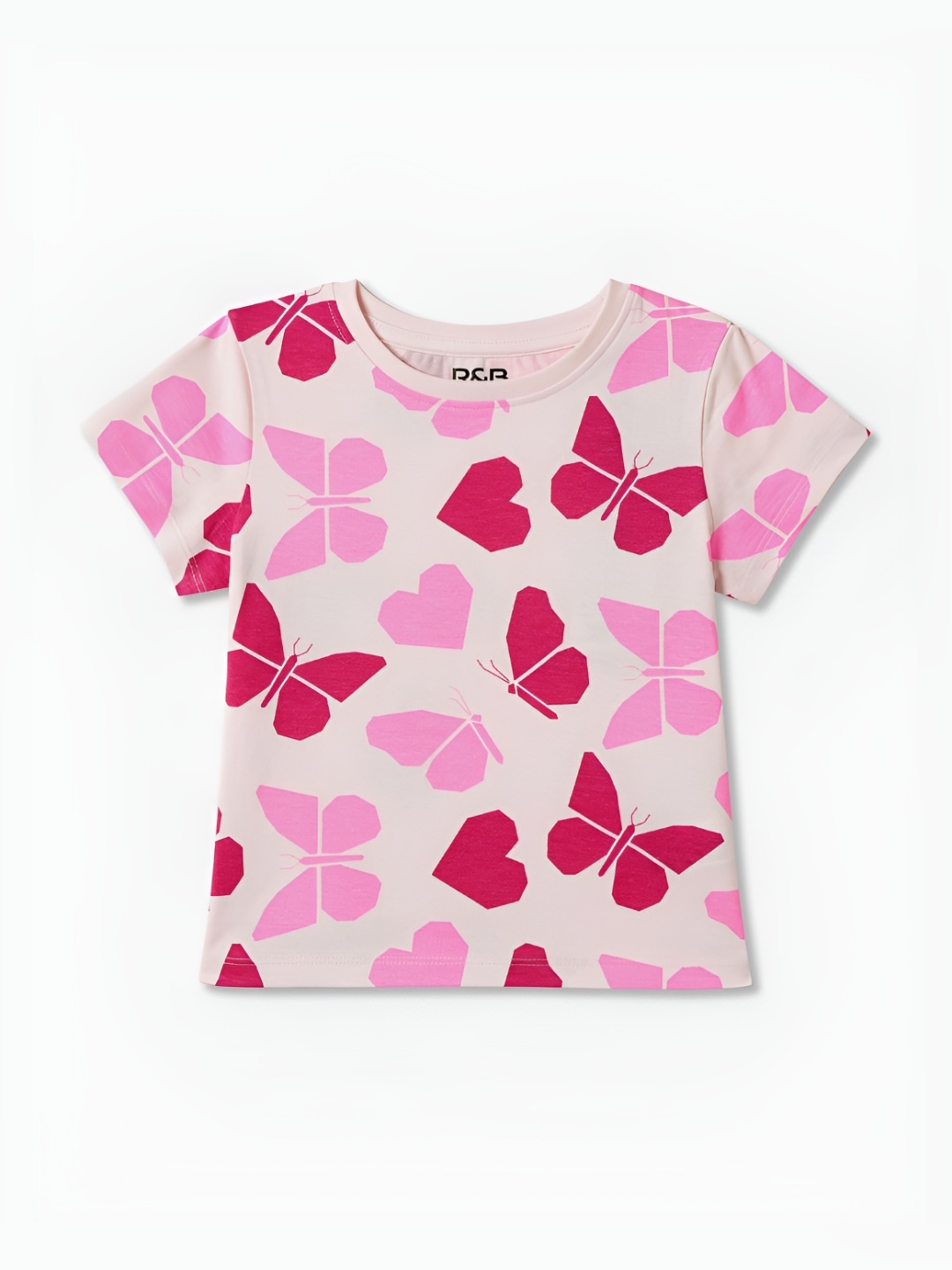 

R&B Girls Printed Applique T-shirt, Pink