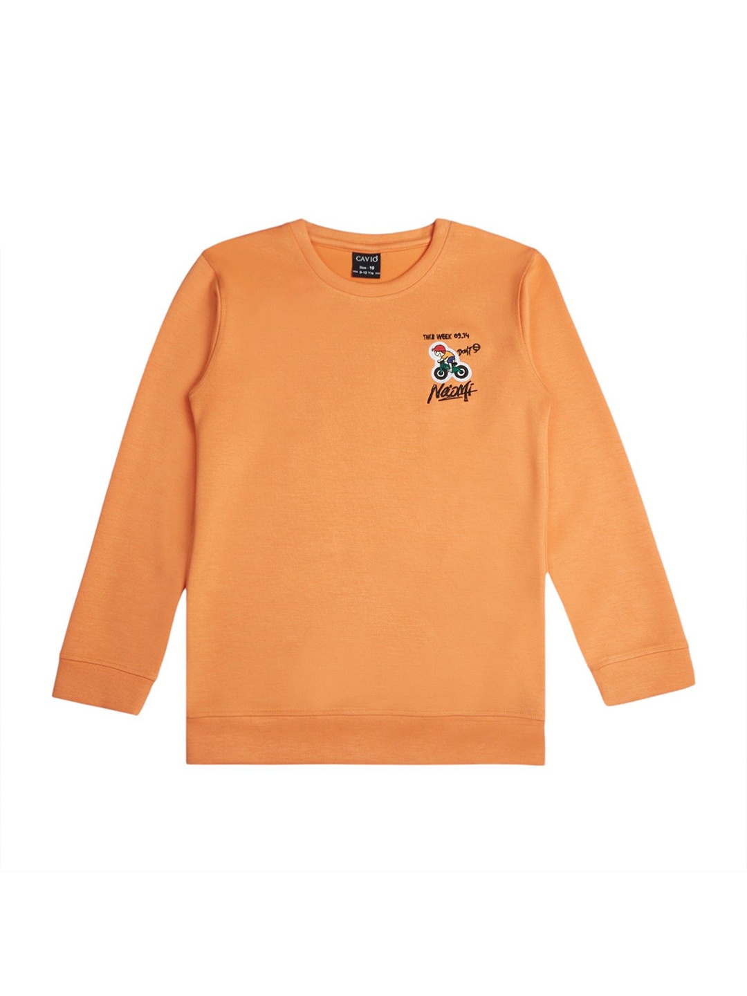 

CAVIO Boys Cotton Long Sleeves Round Neck Sweatshirt, Orange