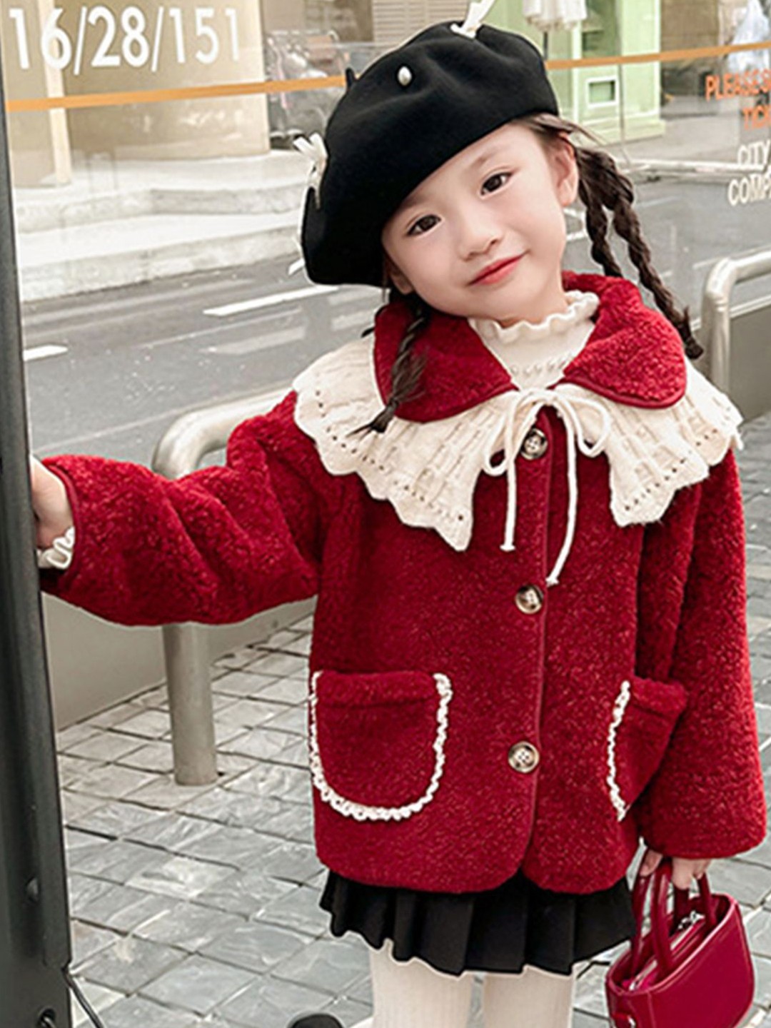 

LULU & SKY Girls Front-Open Sweaters, Red