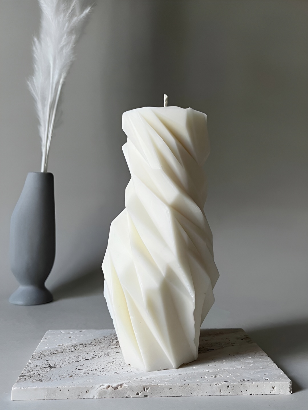 

Aromatic Fables White Diamond Shape Jasmine Scented Pillar Candle