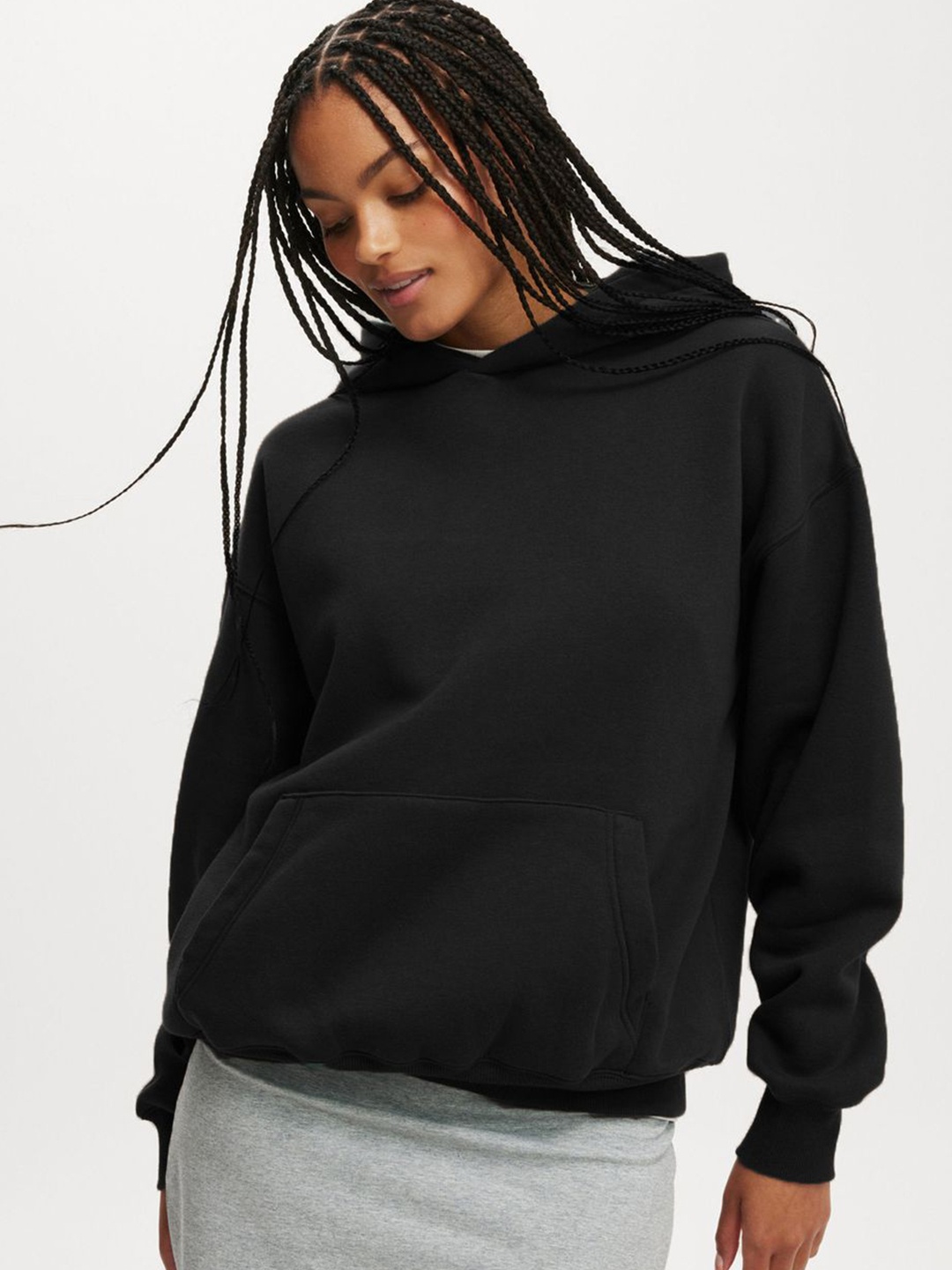 

Genzy Women Oversized Hooded Sweatshirt, Black