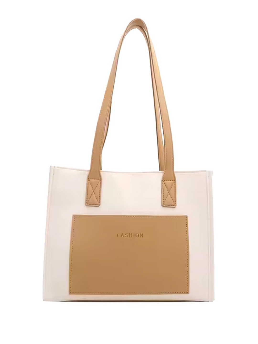 

StyleCast Textured Shopper Handheld Bag with Applique, White