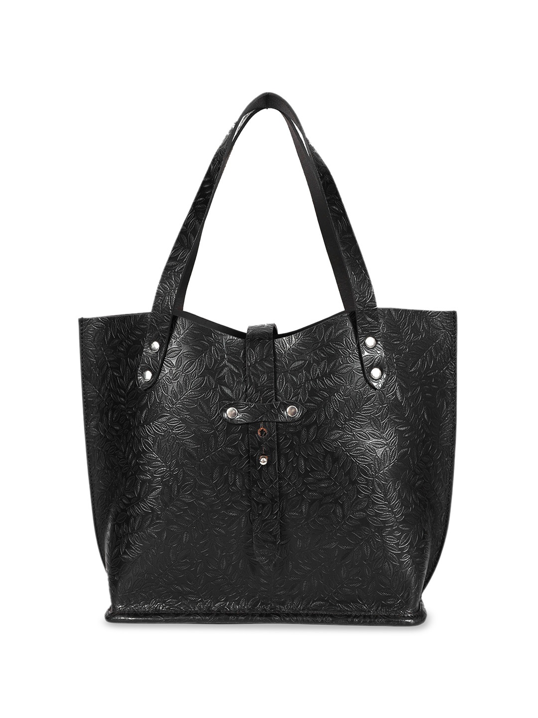 

Celtic Leather Shopper Tote Bag, Black