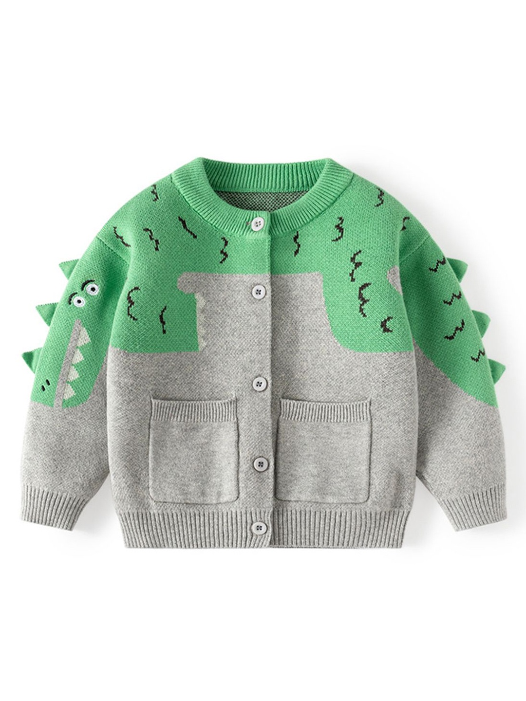

LULU & SKY Boys Cotton Colourblocked Cardigan, Grey