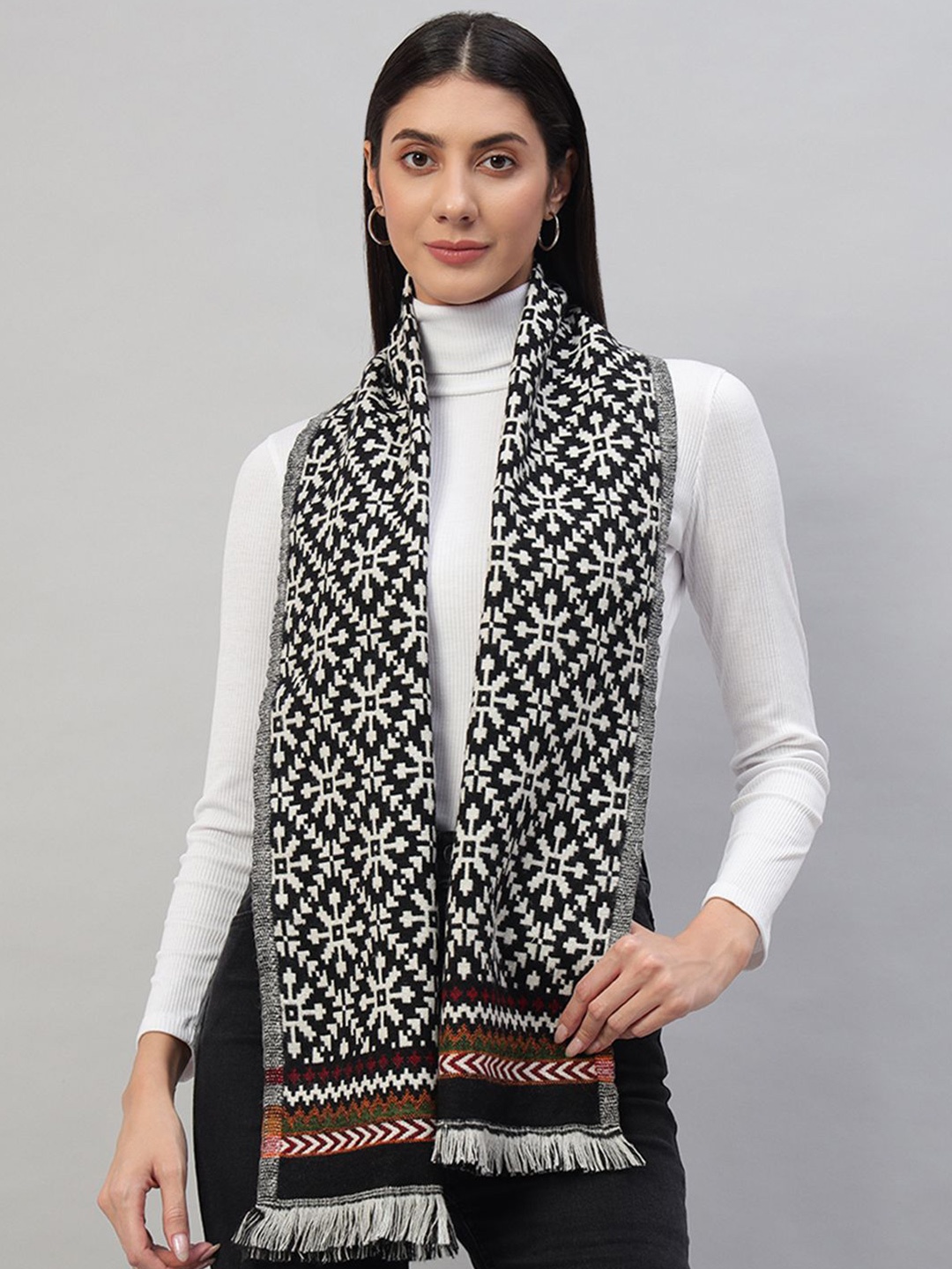 

HANDICRAFT PALACE Women Wollen Self Design Reversible Scarf, Black
