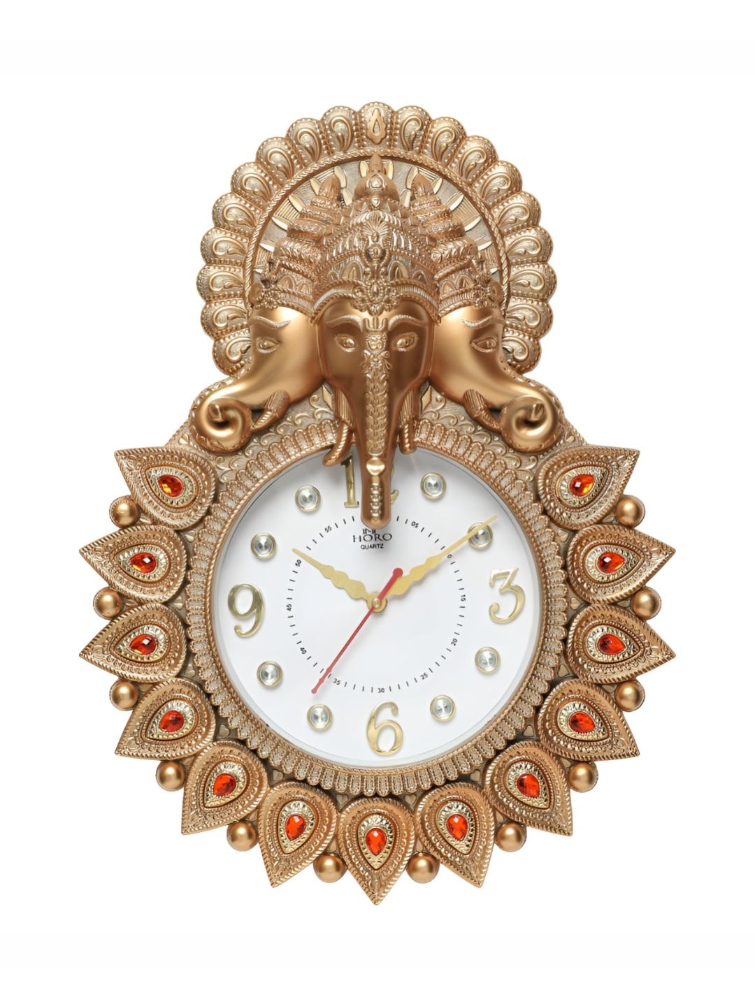 

Horo Gold-Toned & White Ganesh Printed Traditional Wall Clock