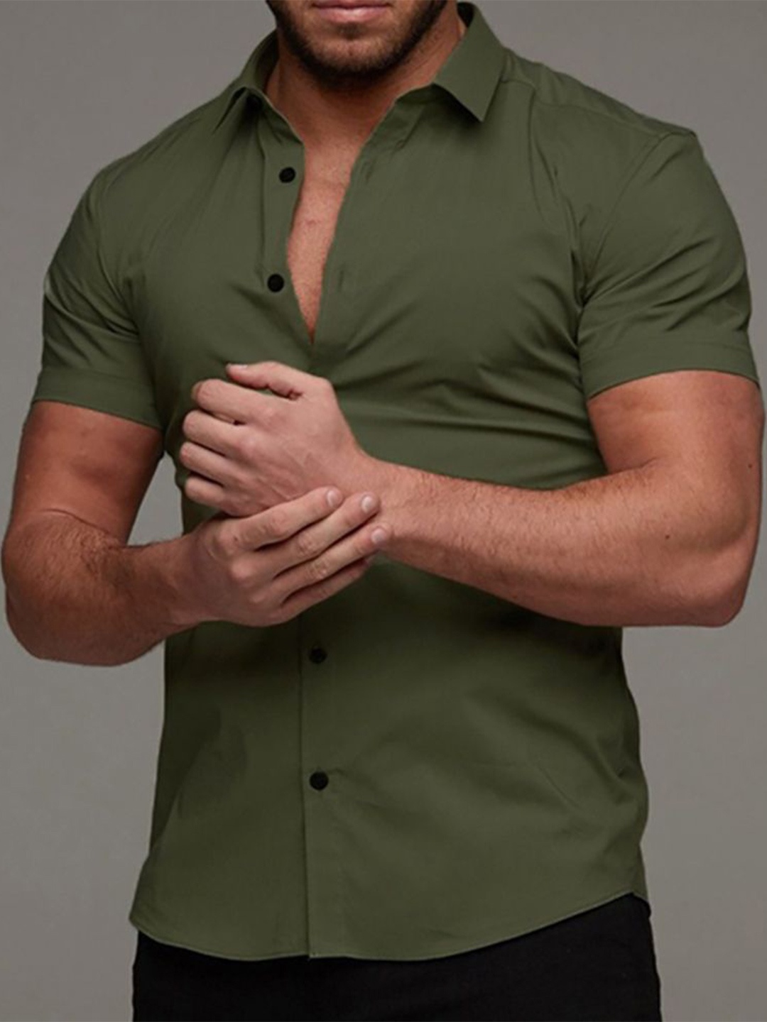 

StyleCast x Revolte Men Opaque Casual Shirt, Green