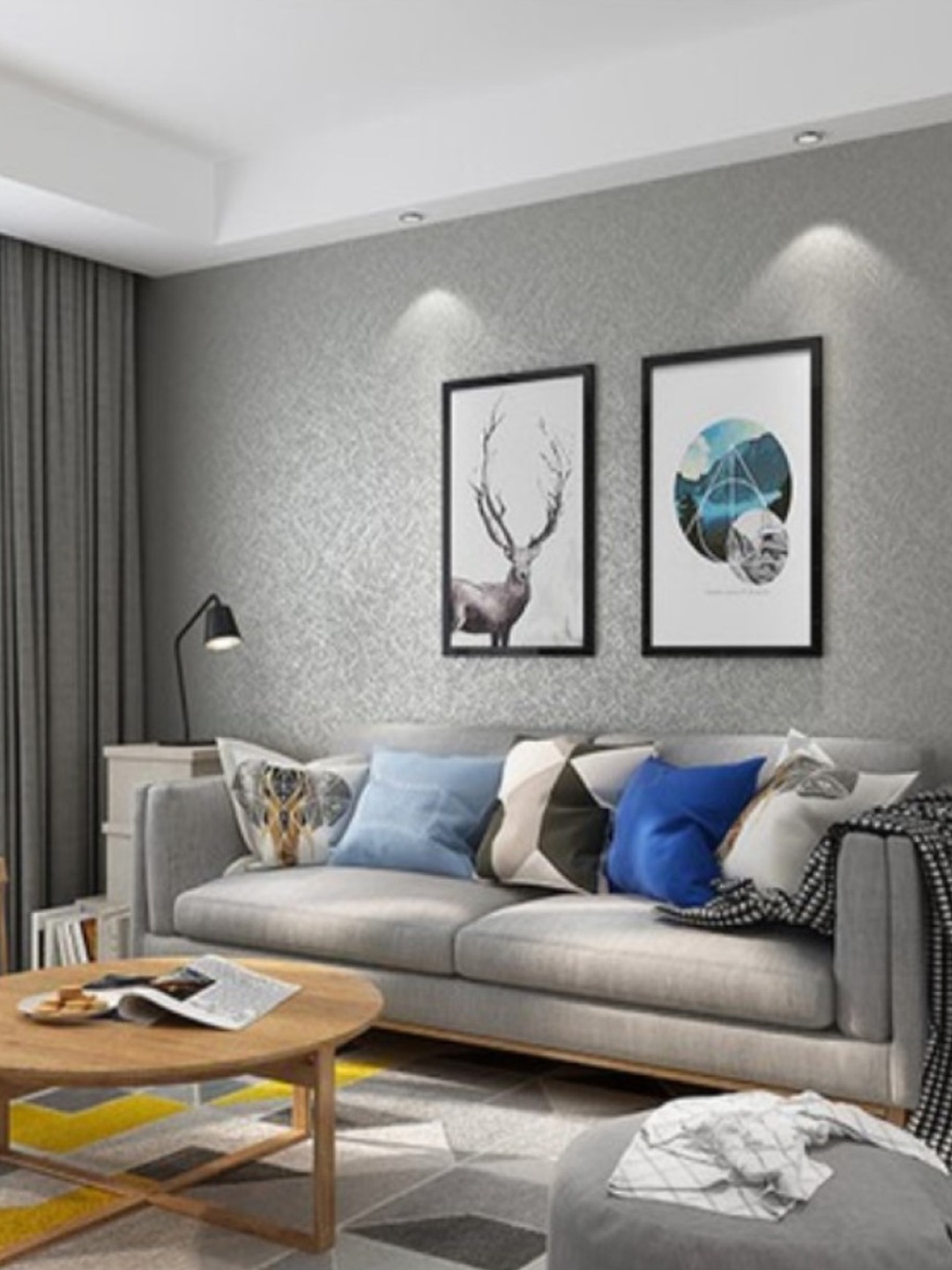 

Asian royal Grey & White Printed Waterproof Wallpaper