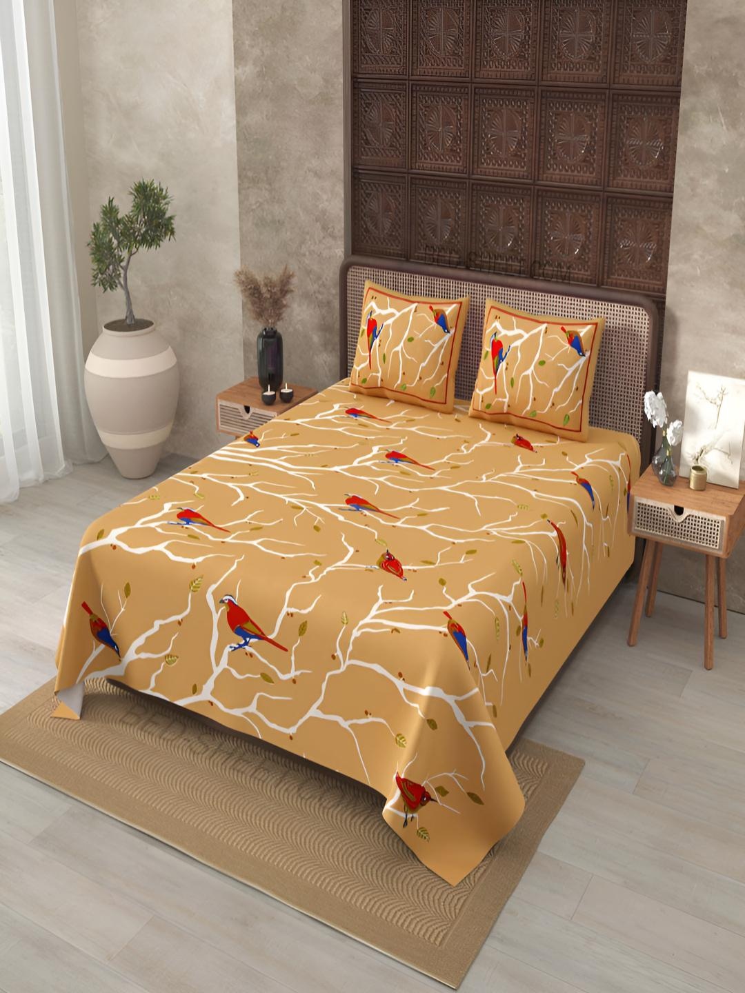 

BED-SHEET.COM Brown Conversational Printed 180 TC Cotton King Bedsheet Set- 2.74M X 2.24 M