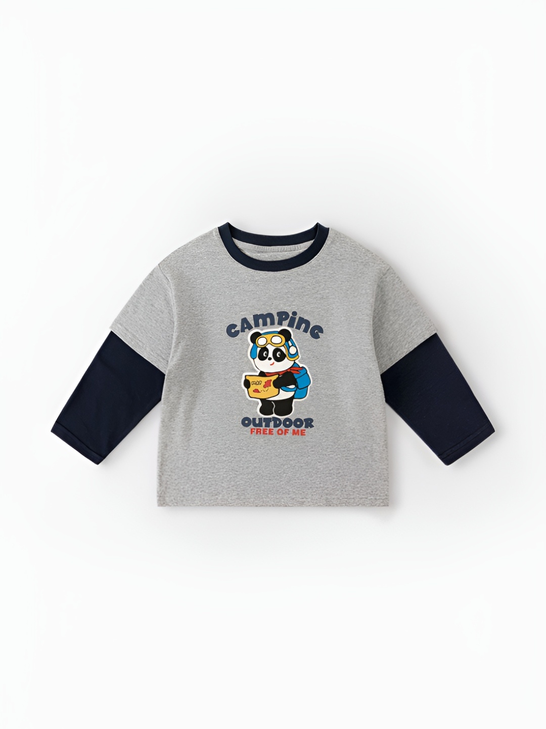 

LULU & SKY Unisex Kids Graphic Printed Round Neck Cotton T-shirt, Grey