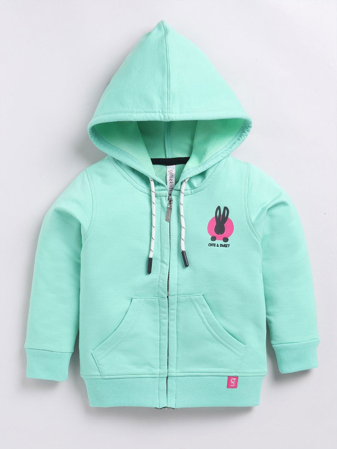 

Ginie Girls Graphic Printed Cotton Hooded Sweatshirt, Green