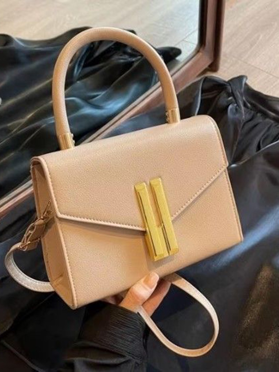 

StyleCast Structured Handheld Bag with Tasselled, Beige