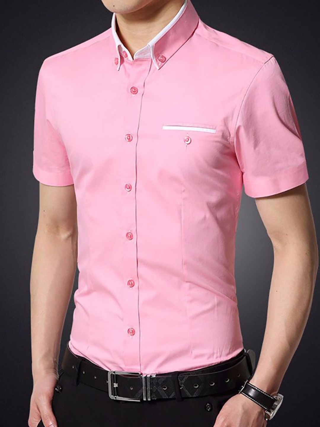 

StyleCast x Revolte Men Opaque Casual Shirt, Pink