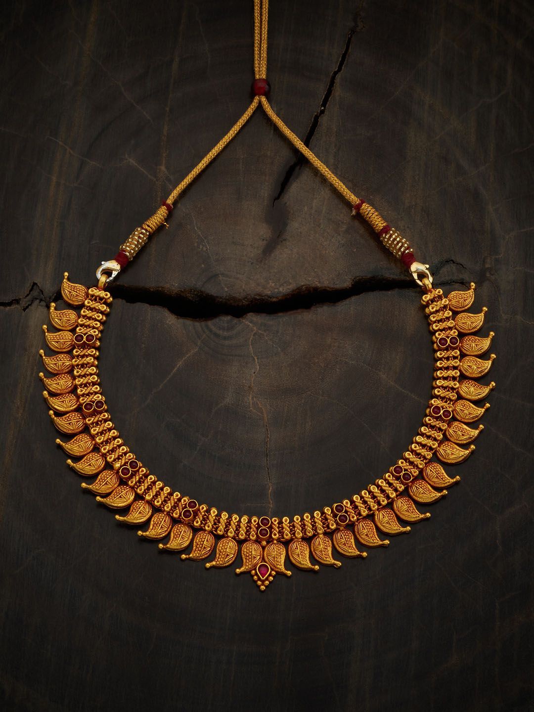 

Kushal's Fashion Jewellery 92.5 Pure Silver Gold-Plated Temple Necklace