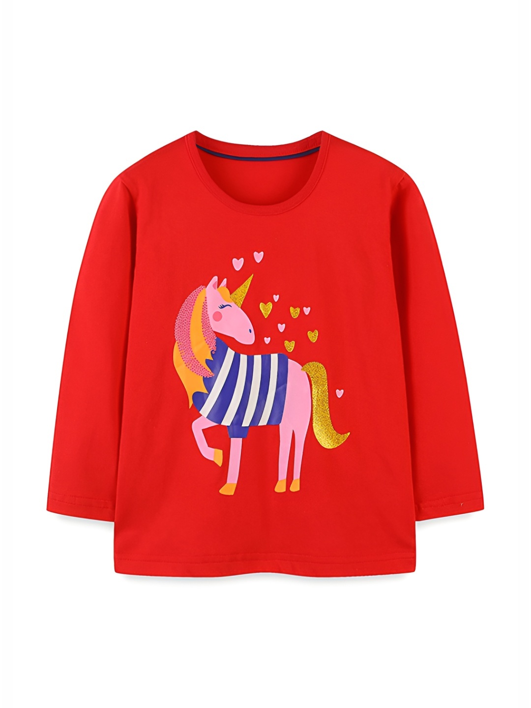 

LULU & SKY Girls Graphic Printed Round Neck Cotton T-shirt, Red