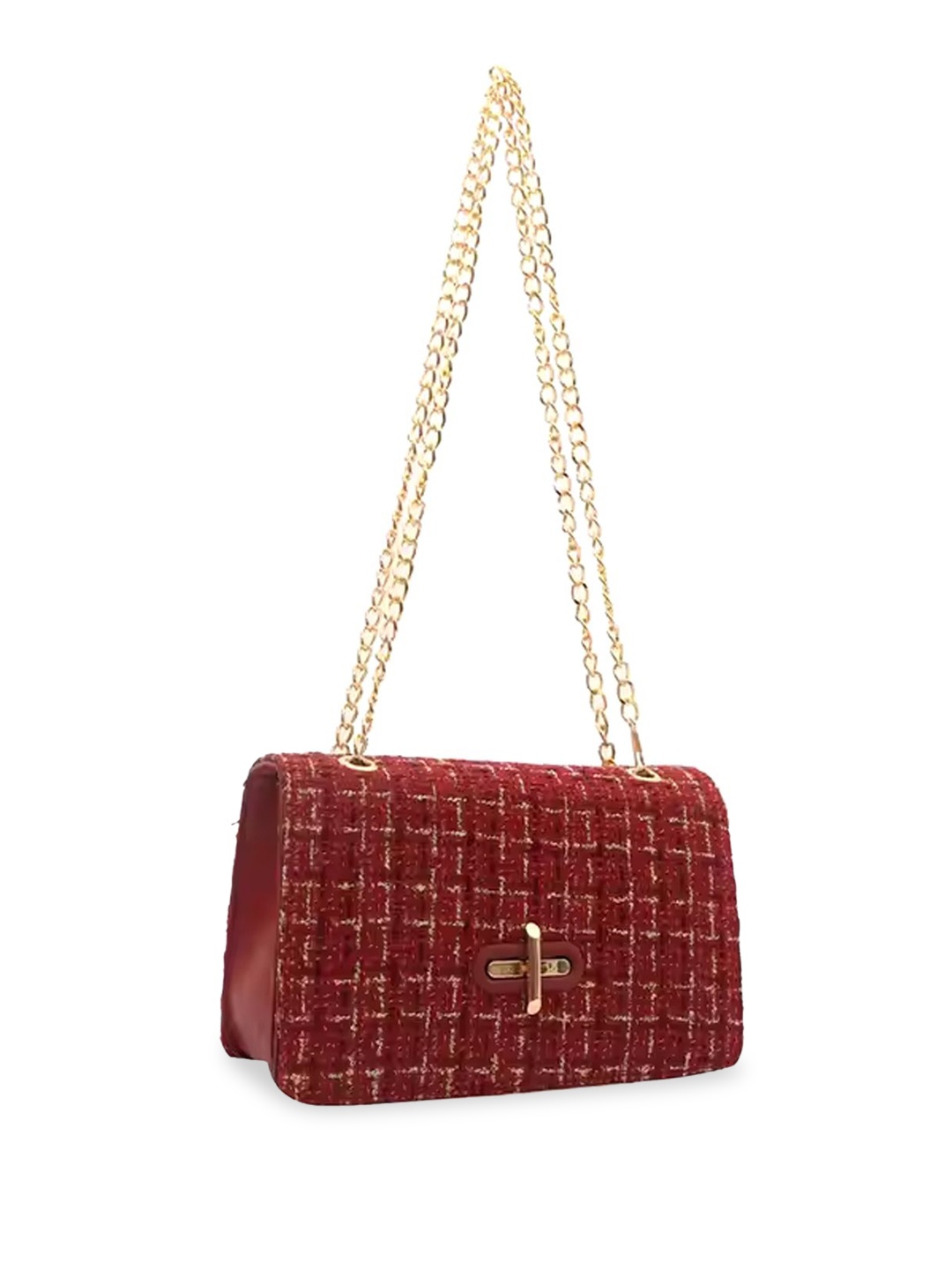 

StyleCast Red Checked Structured Handheld Bag with Quilted