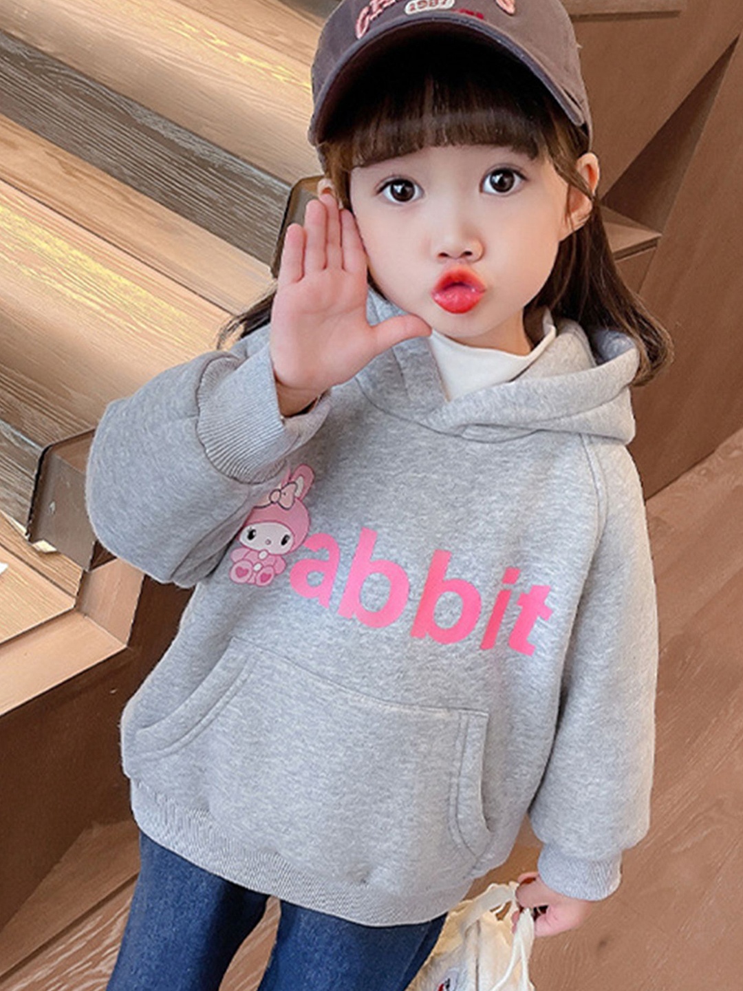 

LULU & SKY Girls Printed Hooded Sweatshirt, Grey