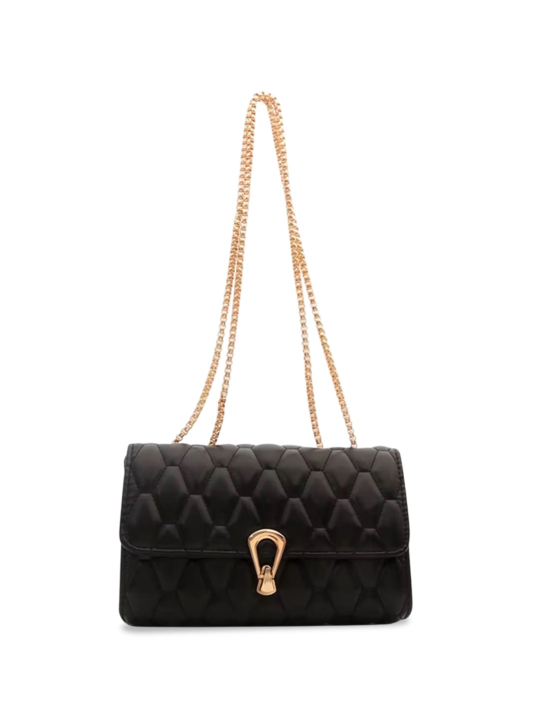 

StyleCast Checked Structured Sling Bag with Quilted, Black