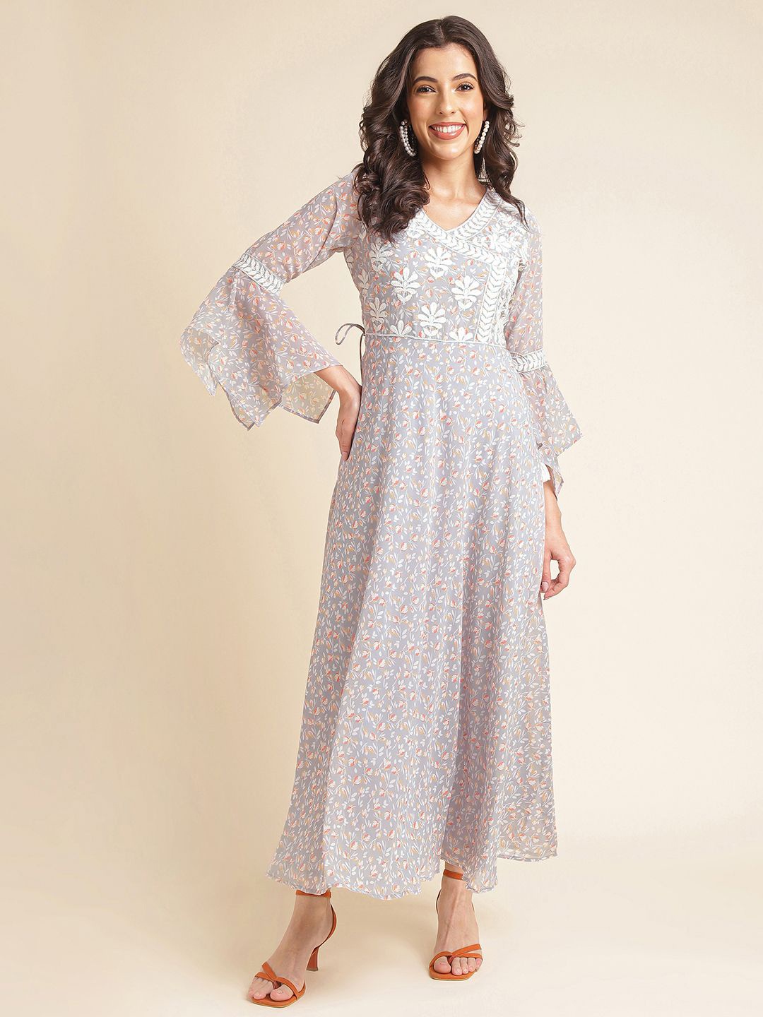 

DressBerry Embroidered Fit & Flare Maxi Dress, Lavender