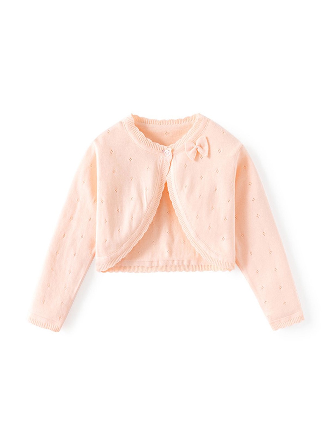 

LULU & SKY Girls Self Design Cotton Cardigan, Pink