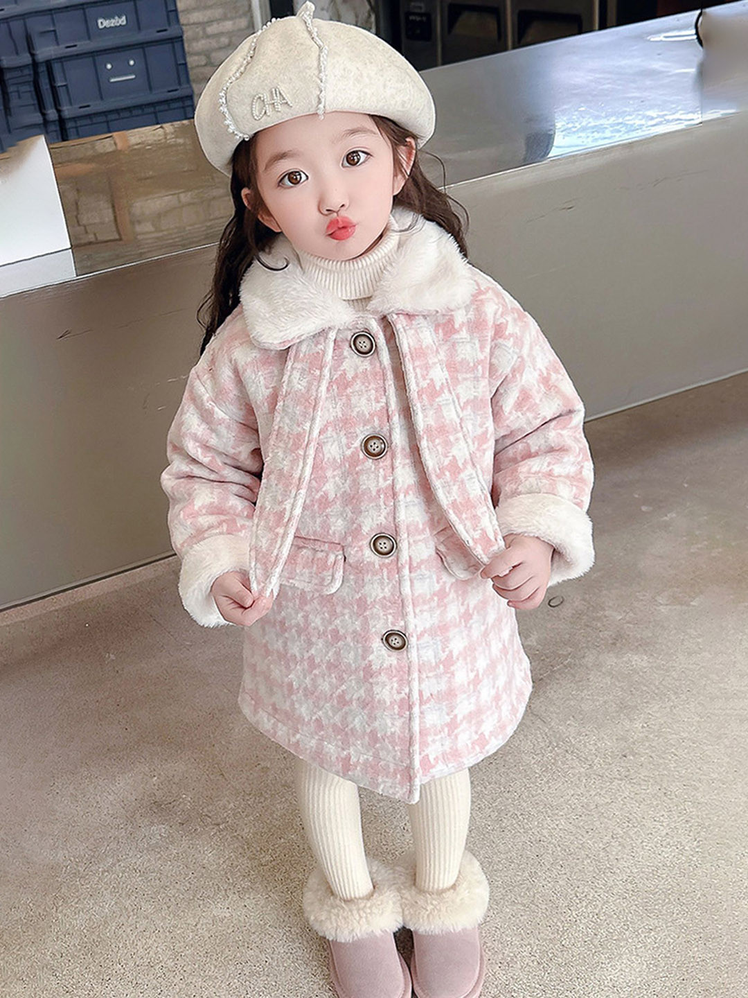 

LULU & SKY Girls Geometric Striped Tailored Jacket, Pink