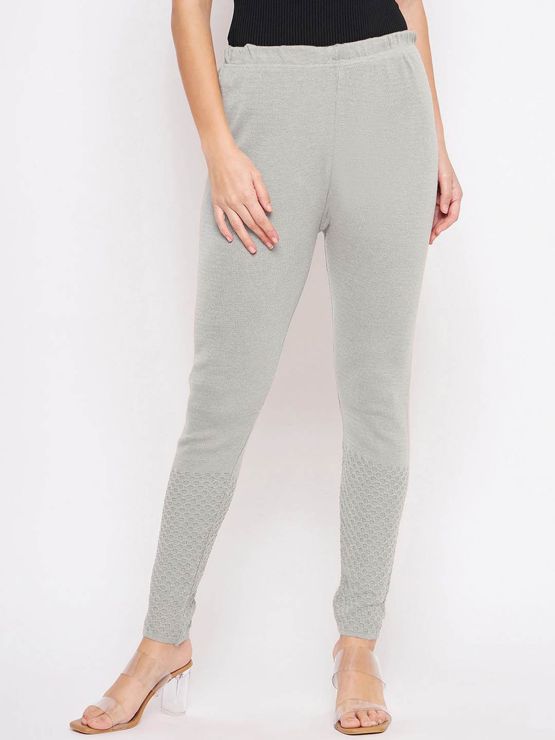 

Castle Lifestyle Women Mid-Rise Hem designed Regular Trousers, Grey