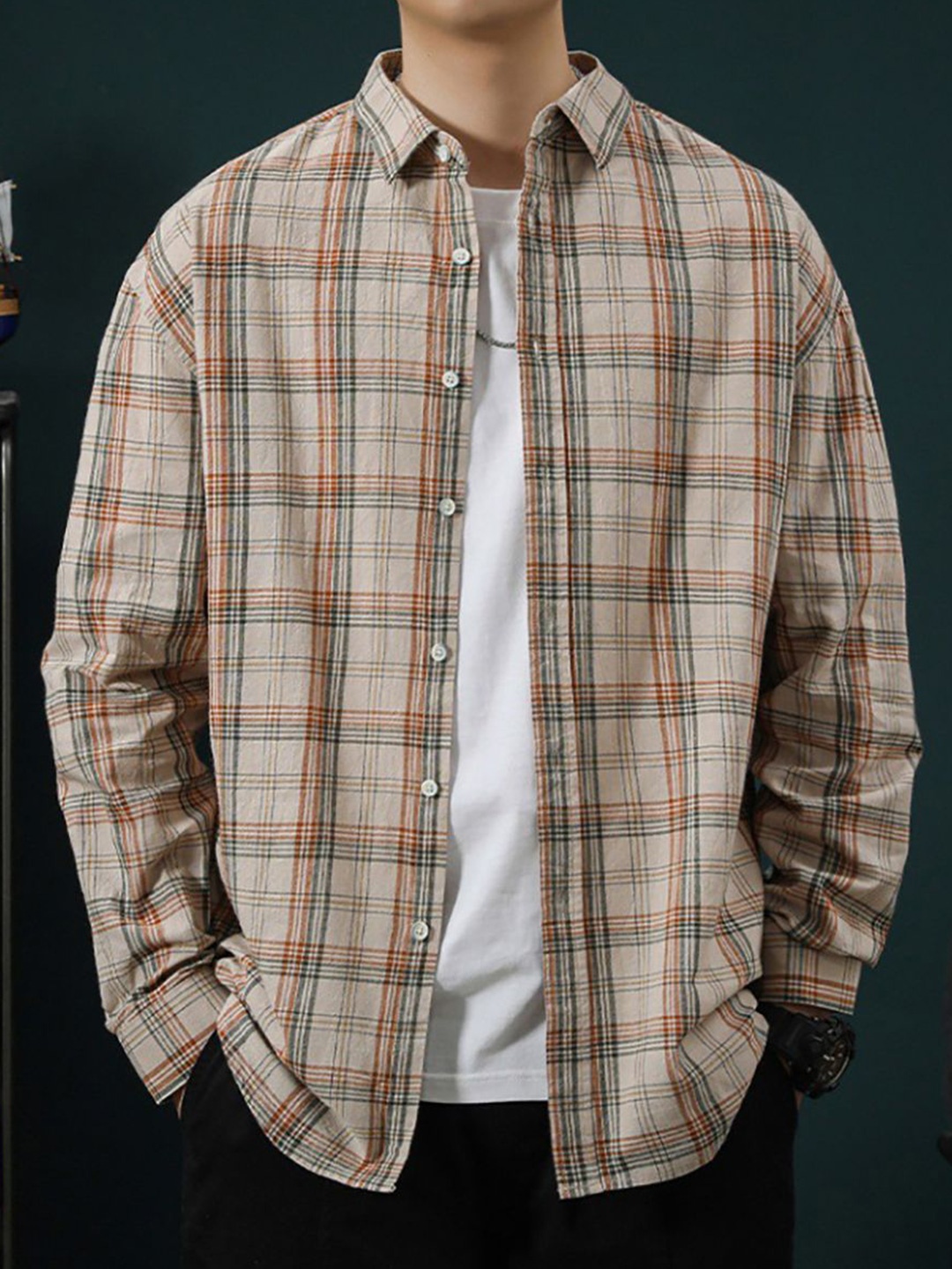 

StyleCast x Revolte Men Gingham Checks Opaque Checked Casual Shirt, Grey
