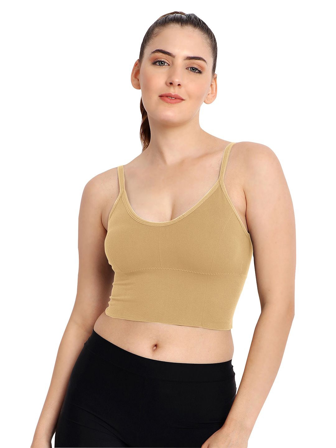 

Nakshu Full Coverage Lightly Padded Workout Bra, Beige