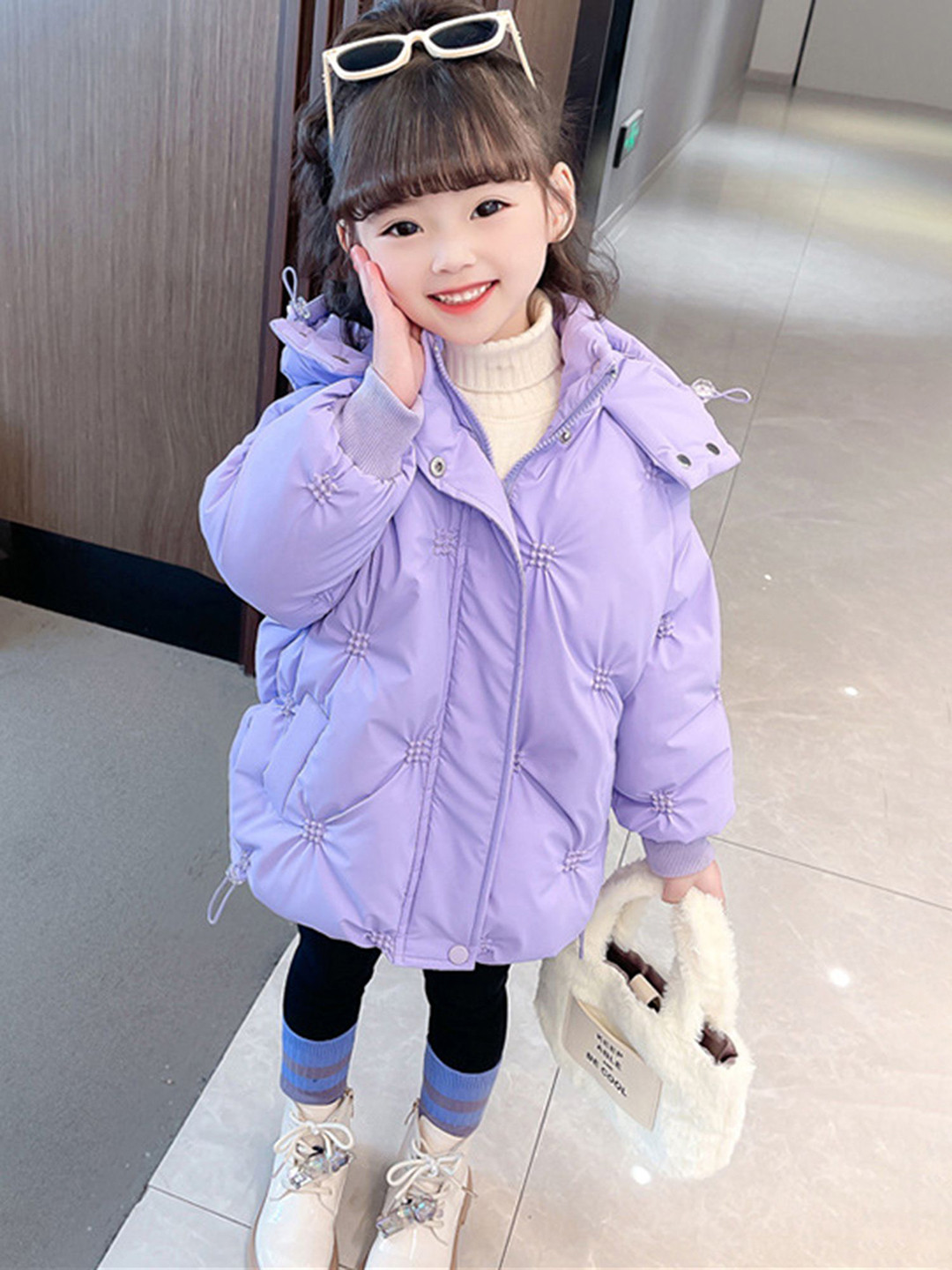 

LULU & SKY Girls Camouflage Striped Padded Jacket, Purple