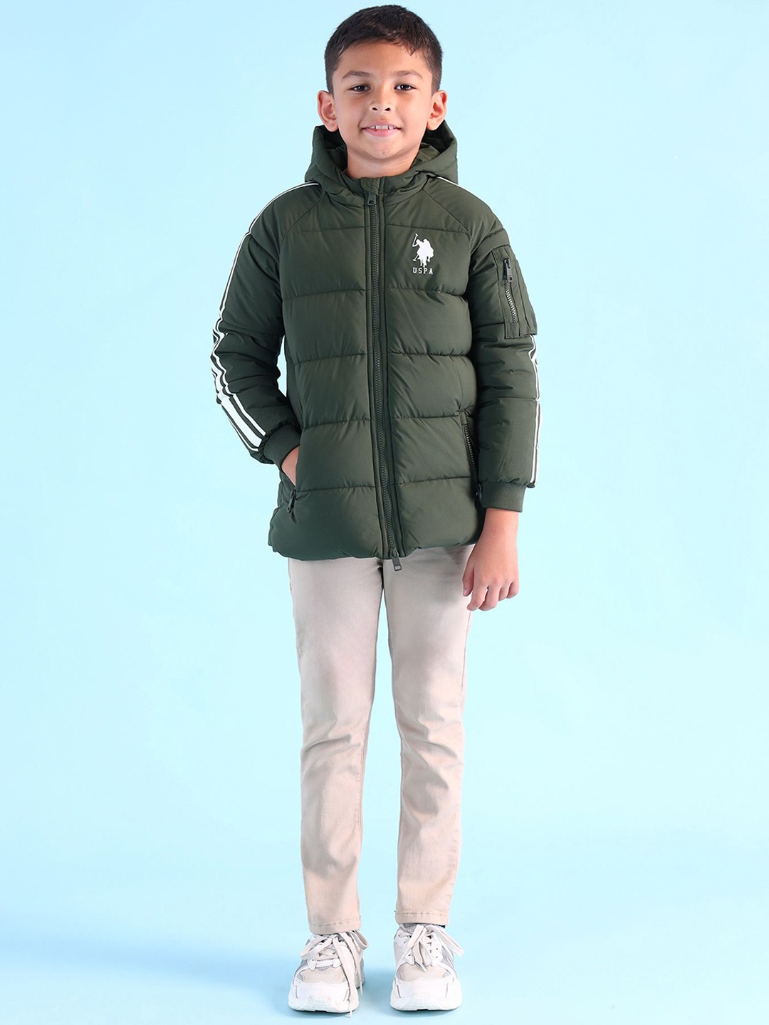 

U.S. Polo Assn. Kids Boys Brand Logo Puffer Jacket, Green