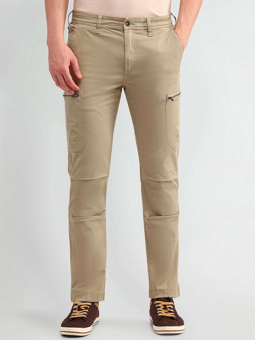 

U.S. Polo Assn. Denim Co. Men Classic Mid-Rise Straight Fit Cargo Trousers, Brown