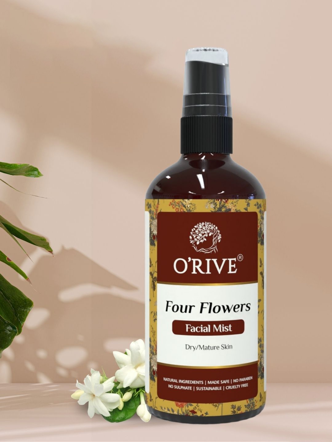 

ORIVE ORGANICS Four Flower Facial Mist With Jasmine For Dry & Mature Skin - 50 ml, Transparent