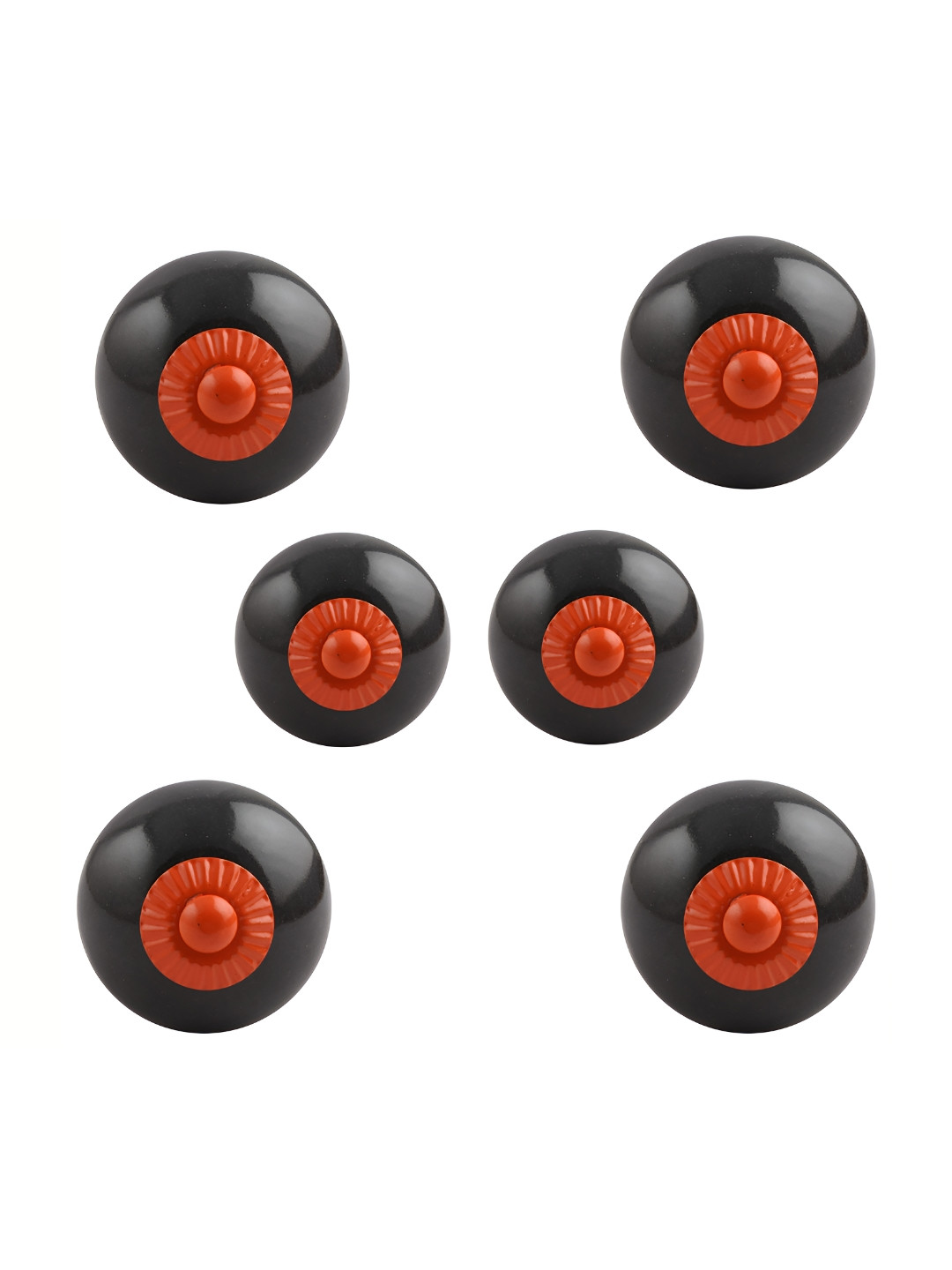 

Indianshelf 6Pcs Black & Red Textured Ceramic Knobs
