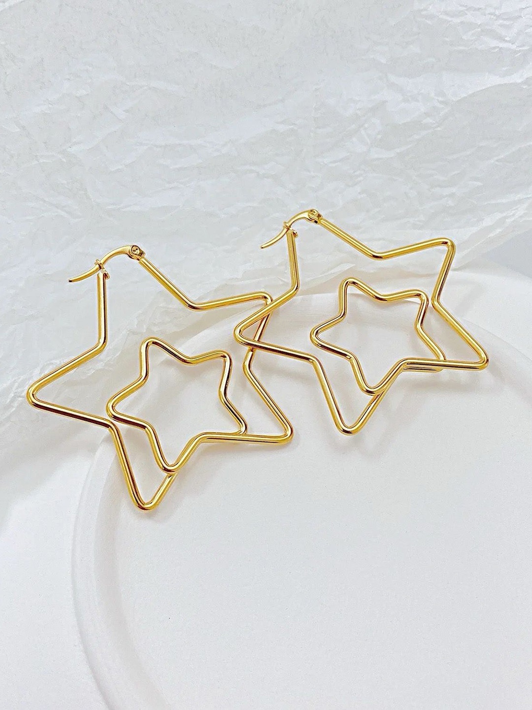 

ZIVOM Star Shaped Hoop Earrings, Gold