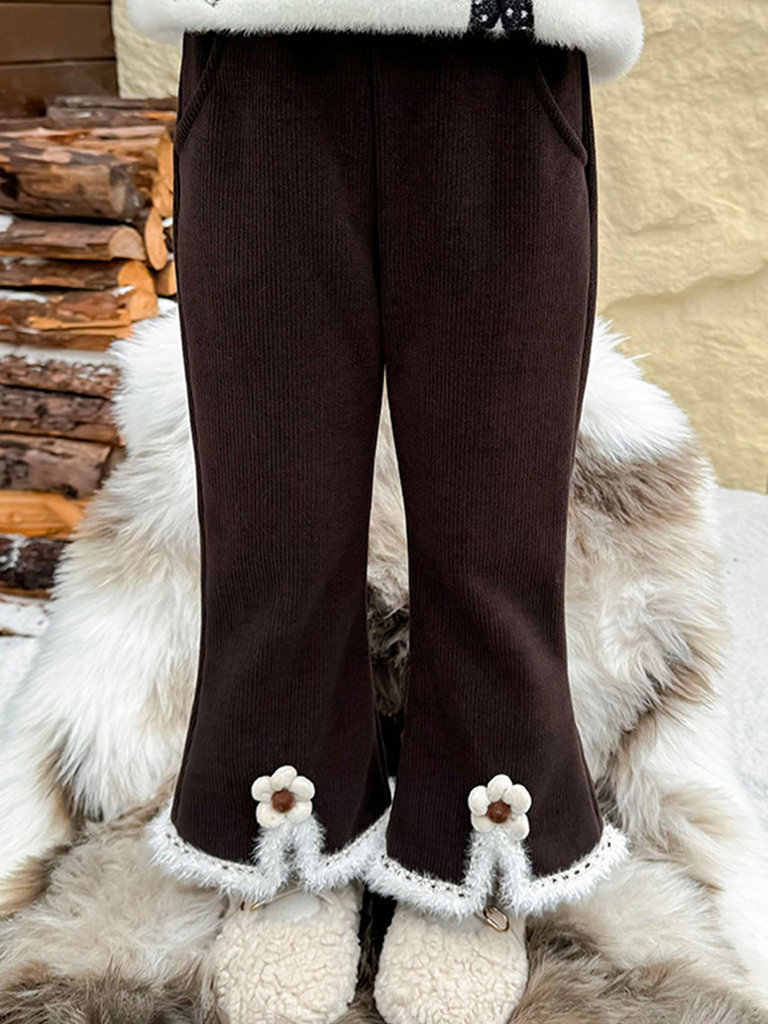 

LULU & SKY Girls Flared Trousers, Brown