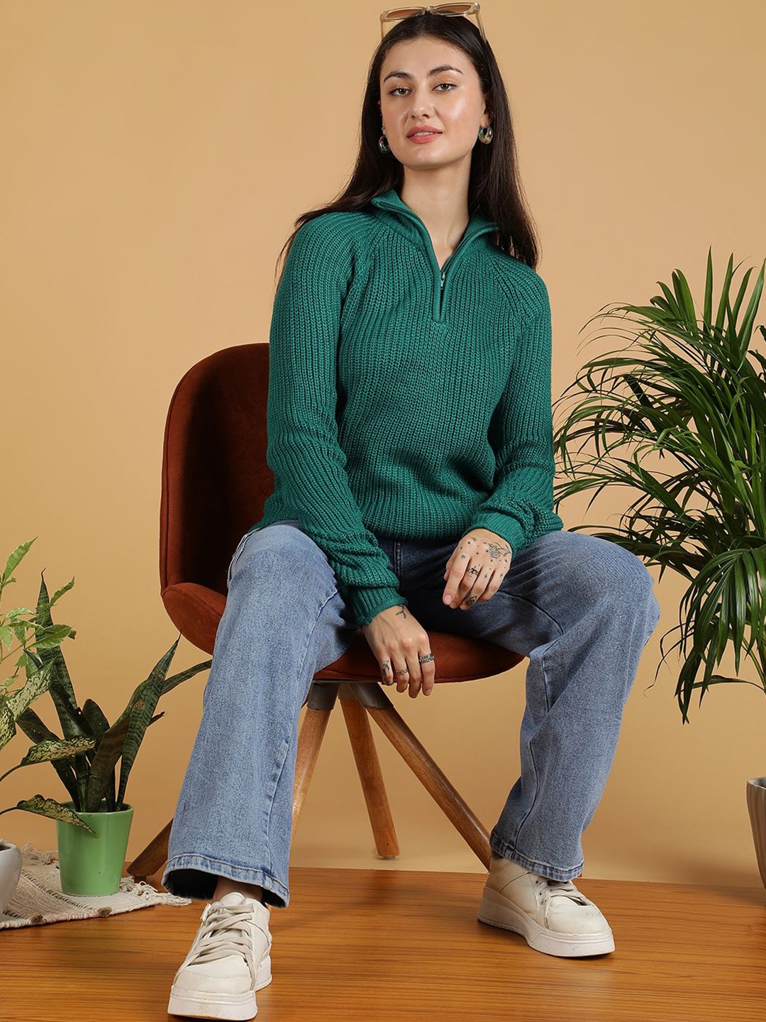 

Kotty Women Mock Collar Pullover, Green