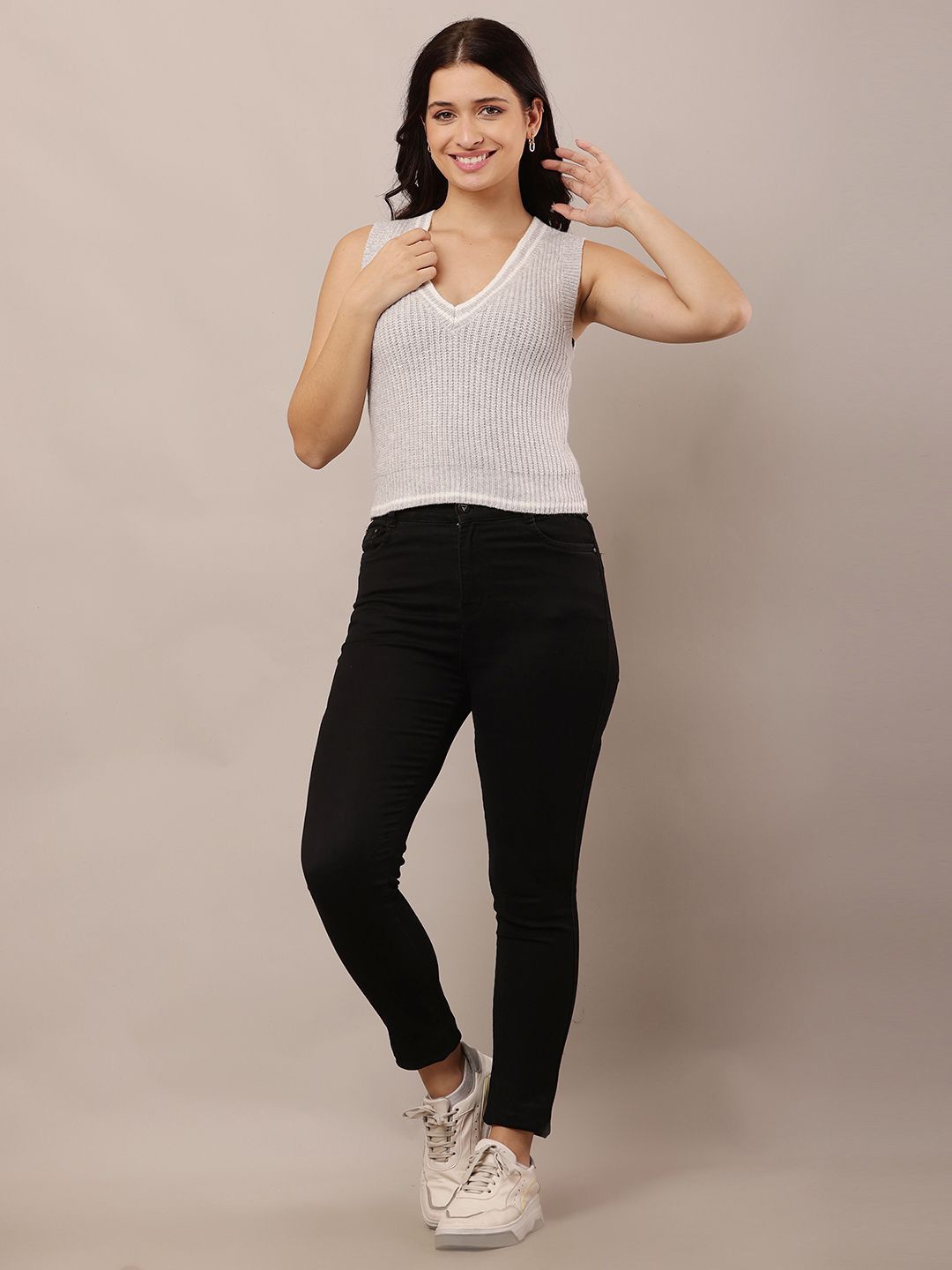 

NoBarr Women Cable Knit Sweater Vest, Grey