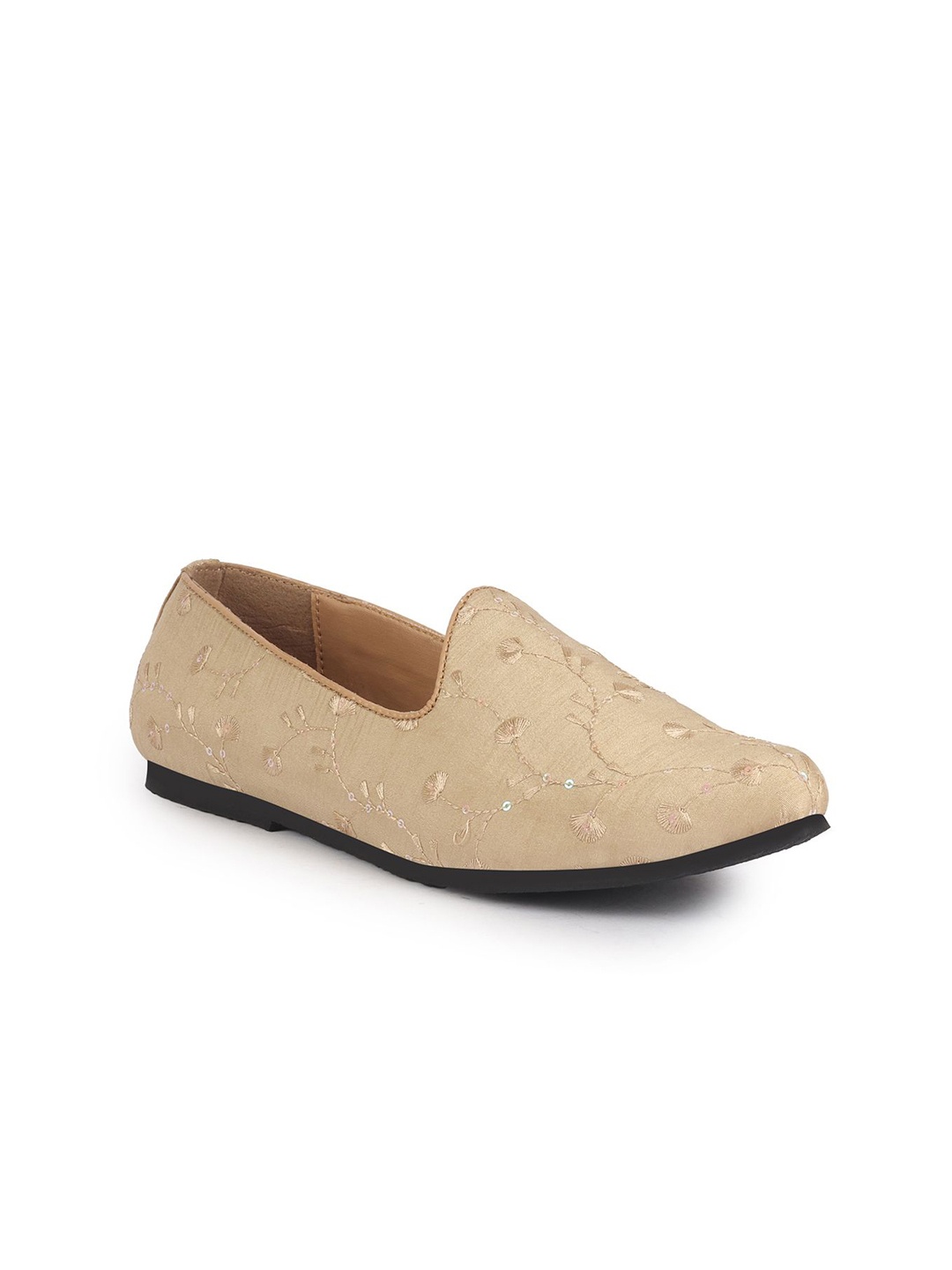

FAUSTO Boys Embroidered Ethnic Slip On Mojaris, Gold