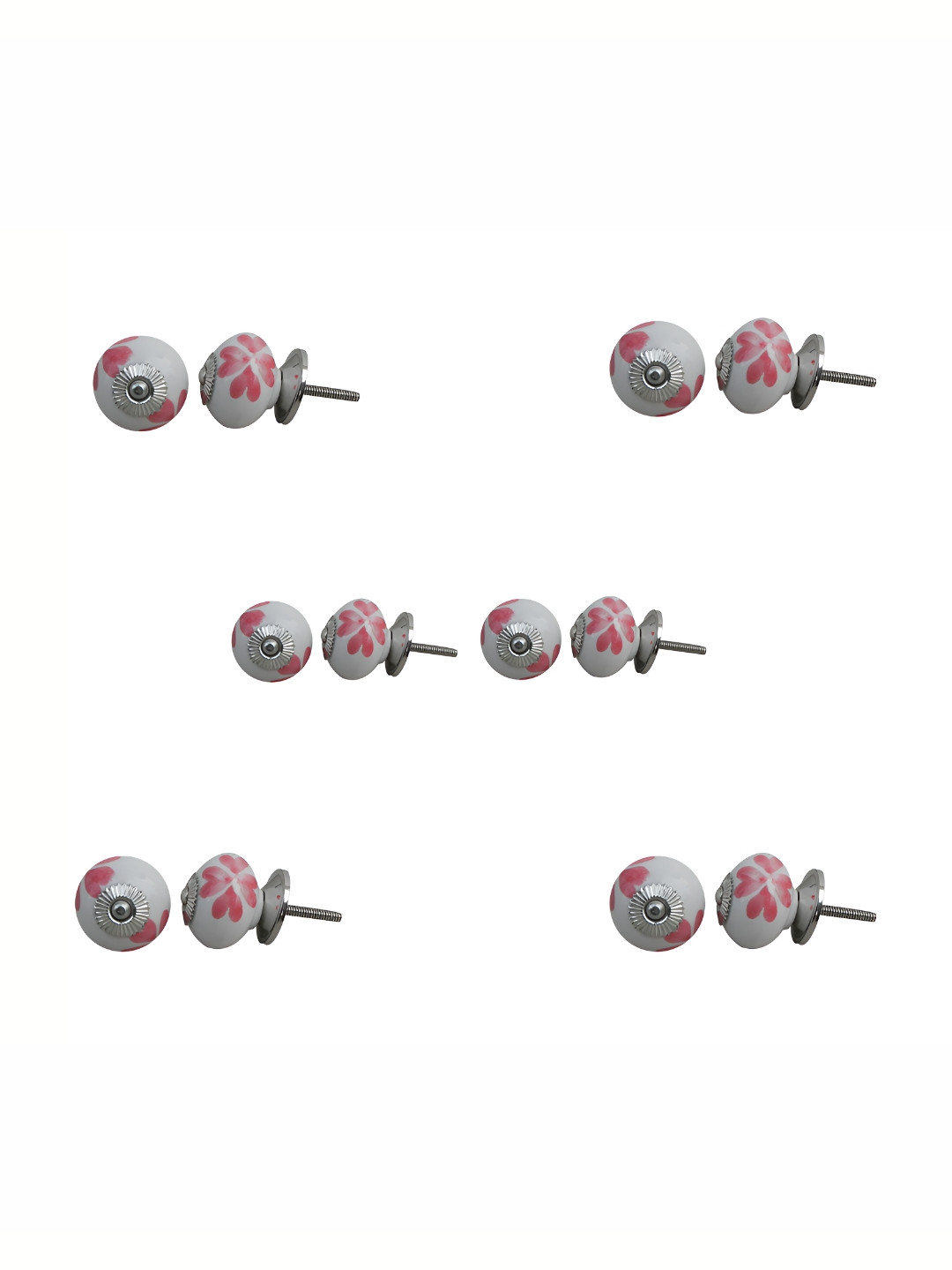 

Indianshelf 12 Pcs White & Red Printed Ceramic Knobs