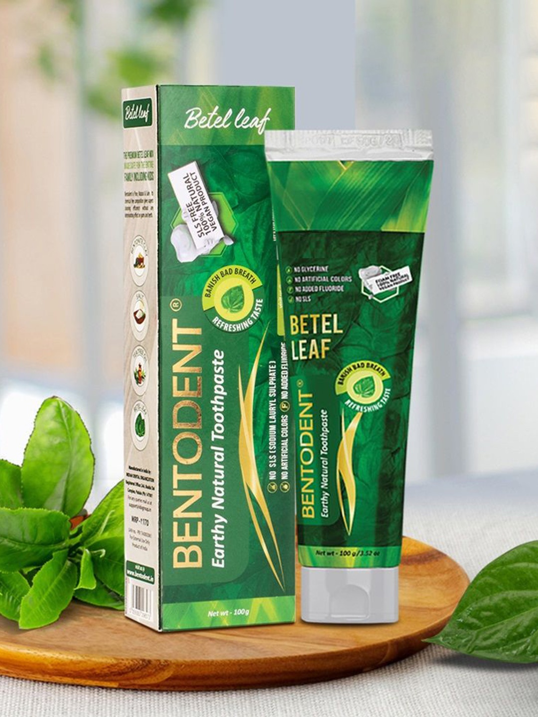 

BENTODENT Set Of 2 Betel Leaf Natural Toothpaste - 100 g Each, Green