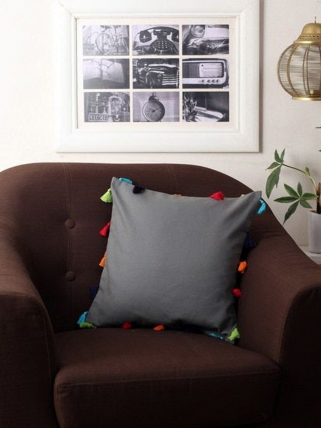 

Lushomes Grey Square Cushion Cover