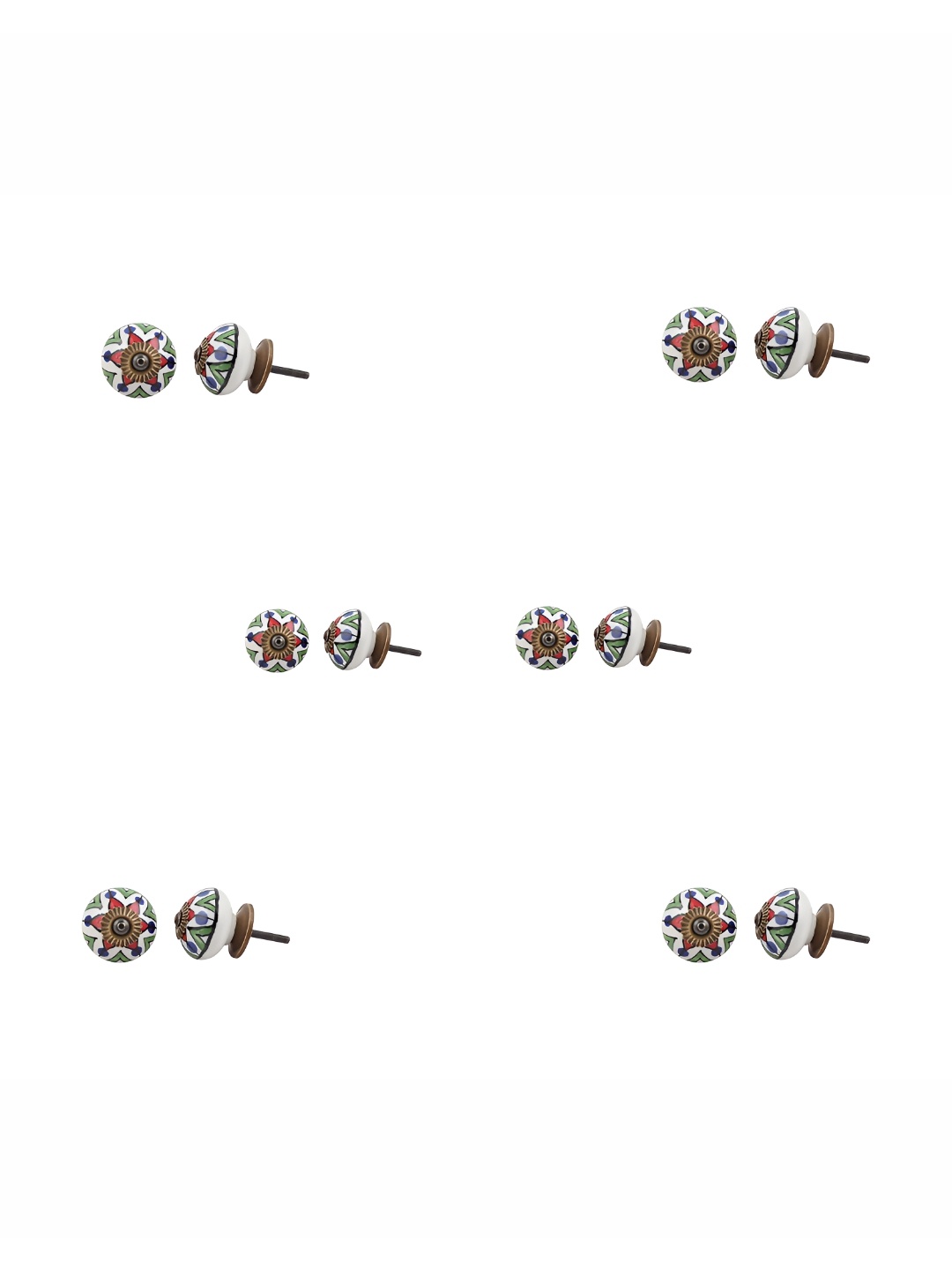 

Indianshelf White & Black 6 Pieces Printed Ceramic Knobs