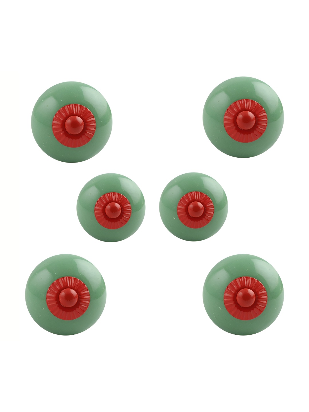 

Indianshelf 6-Pcs Green & Red Printed Ceramic Knobs