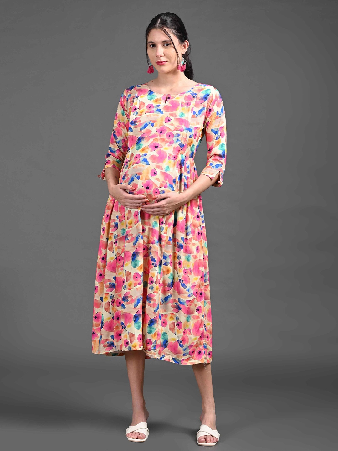 

GOLDSTROMS Floral Print A-Line Midi Dress, Multi