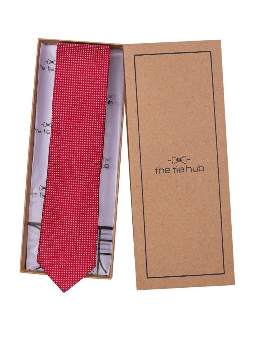 

The Tie Hub Men Printed Skinny Tie, Red