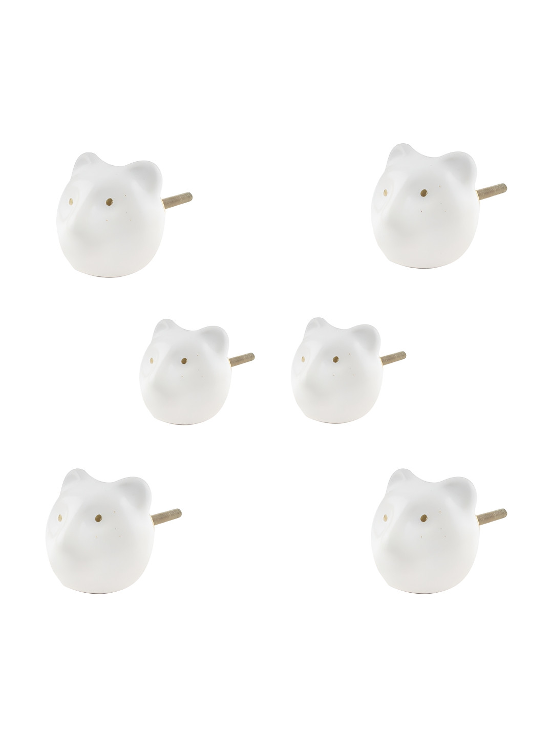 

Indianshelf White & Brown 6 Pieces Stone Panda Head Knobs