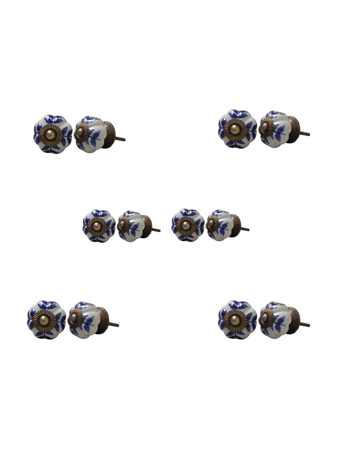 

Indianshelf 6-Pcs Blue & White Printed Ceramic Knobs