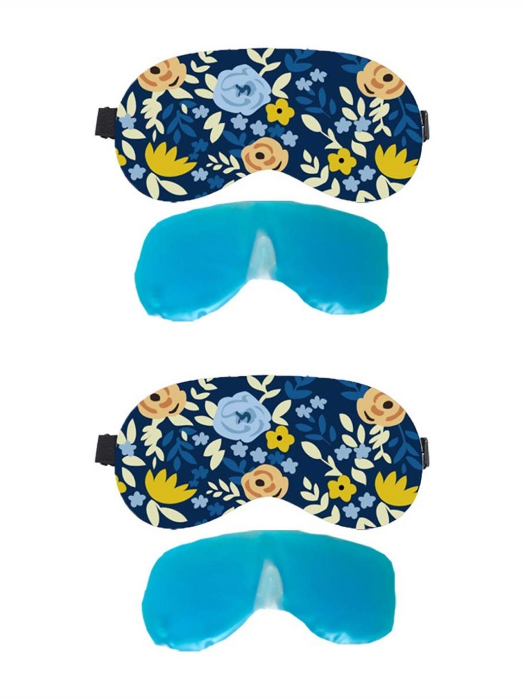 

Lushomes Set of 2 Floral Printed Eyemask With Gel Tube, Blue