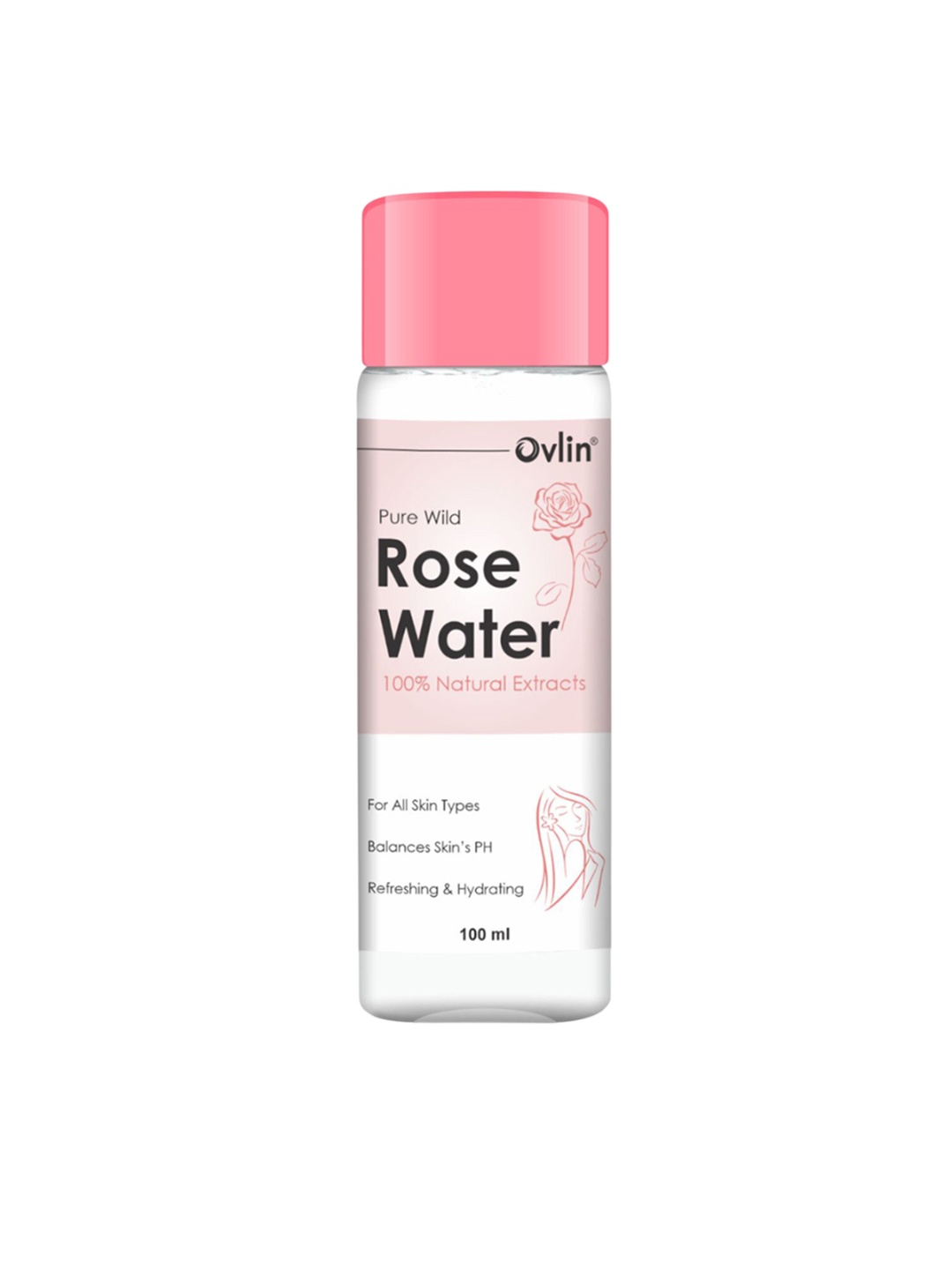 

OVLIN 100% Natural Pure Wild Refreshing & Hydrating Rose Water -100 ml, Pink